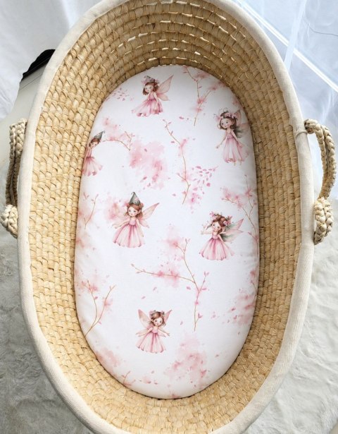 Prześcieradło bawełniane do kosza Mojżesza Boho wózka gondoli 75x35 cm - Blossom Fairies