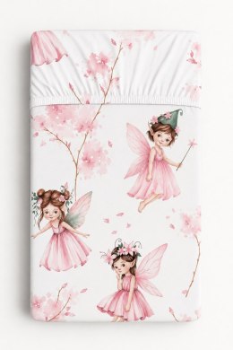 Prześcieradło bawełniane z gumką do łóżeczka 120x60 cm - Blossom Fairies