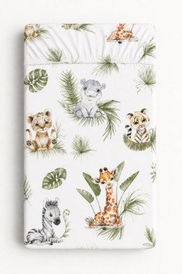 Prześcieradło bawełniane z gumką do łóżeczka 120x60 cm - Little Safari