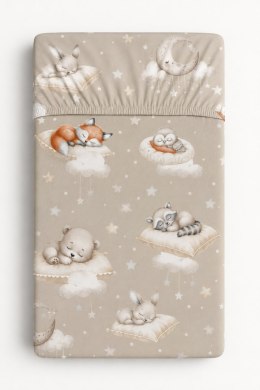 Prześcieradło bawełniane z gumką do łóżeczka 120x60 cm - Twinkle Woodland