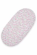 Prześcieradło bawełniane do wózka gondoli kosza Mojżesza Boho 75x35 cm - łączka różowa
