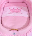Kosz Mojżesza wiklinowy ze składaną budką - Little Princess różowy