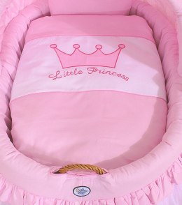 Kosz Mojżesza wiklinowy ze składaną budką - Little Princess różowy