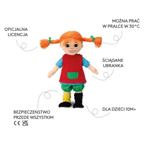 Miękka lalka Pippi Langstrumpf 40 cm, przytulanka, zabawka dla dzieci