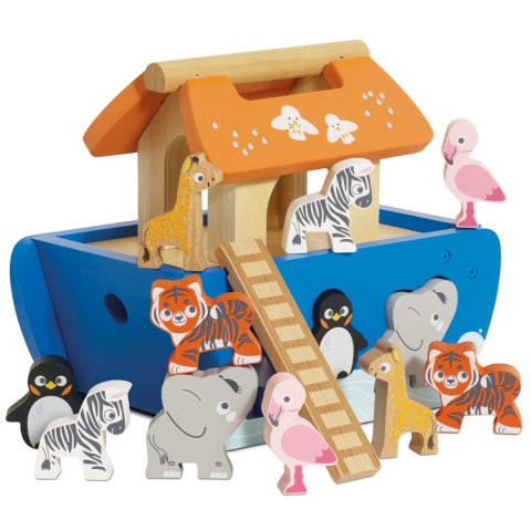 Arka Noego, sorter kształtów, figurki, statek zwierzątka zabawka Le Toy Van