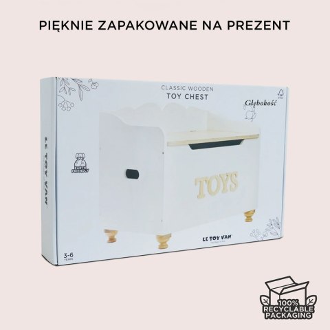 Drewniana skrzynia na zabawki dla dzieci, przechowywanie zabawek Le Toy Van