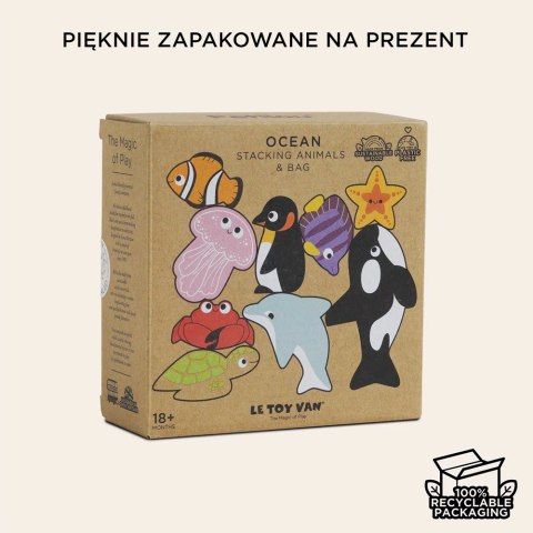 Drewniane figurki rybki, zabawka edukacyjna układanka dla dzieci Le Toy Van