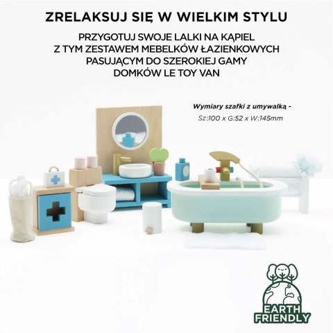Drewniane mebelki do domku dla lalek łazienka Daisylane, zestaw Le Toy Van