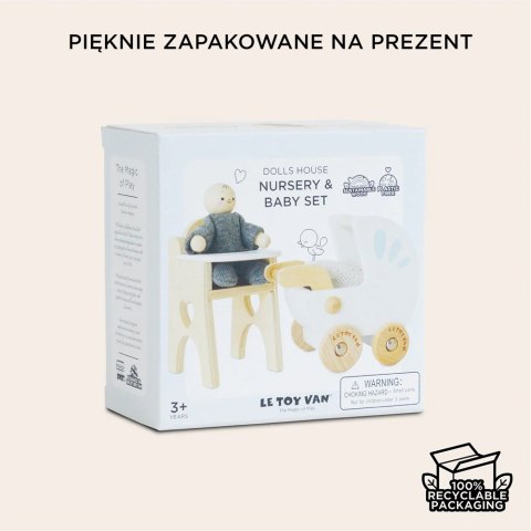 Drewniane mebelki do domku dla lalek zestaw z lalką, zabawka, Le Toy Van