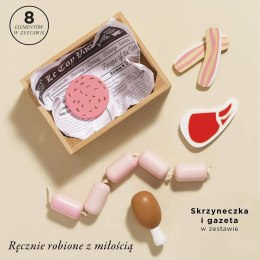 Drewniane mięso w skrzynce, zabawka dla dzieci, stragan sklep Le Toy Van
