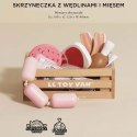 Drewniane mięso w skrzynce, zabawka dla dzieci, stragan sklep Le Toy Van