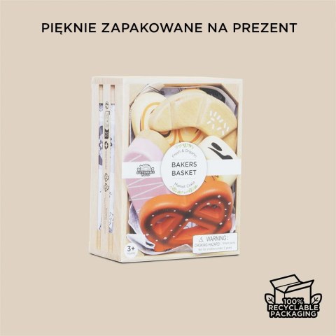 Drewniane pieczywo w skrzynce, zabawka dla dzieci, stragan sklep Le Toy Van