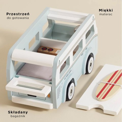 Drewniany kamper retro, wakacyjny samochód, zabawka dla dzieci, Le Toy Van