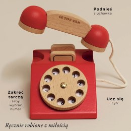 Drewniany telefon vintage, zabawka dla dzieci, odgrywanie ról, Le Toy Van