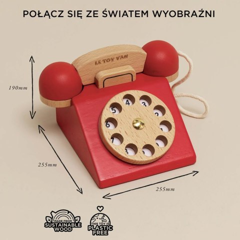 Drewniany telefon vintage, zabawka dla dzieci, odgrywanie ról, Le Toy Van