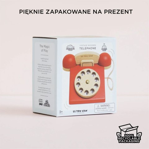 Drewniany telefon vintage, zabawka dla dzieci, odgrywanie ról, Le Toy Van