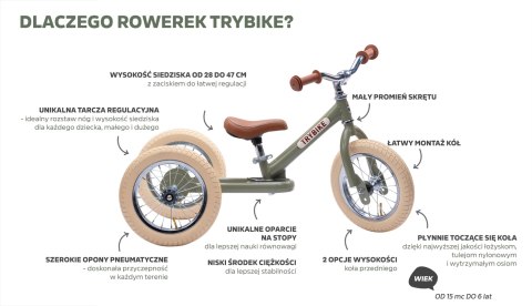 Pierwszy rower biegowy balansujący dziecięcy szary dla dzieci Trybike