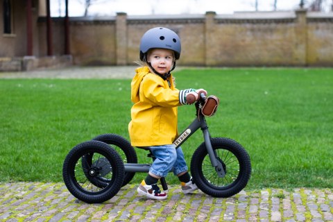 Pierwszy rowerek trójkołowy dziecięcy biegowy 2w1 szary matowy Trybike