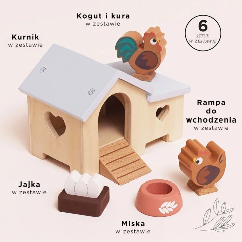 Zestaw drewniana Farma ze zwierzętami traktorem i wyposażeniem Le Toy Van